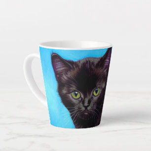 Taza De Café Latte Gato Van Gogh y flores