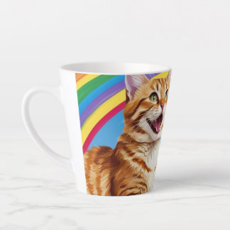 Taza De Café Latte Gato y arcoiris: Mi amor