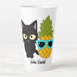 Taza De Café Latte gato y piña son mejores amigos, personalizar