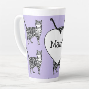 Taza De Café Latte Gatos Atigrados Caprichosos Gatas Moradas Claras
