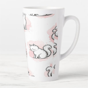 Taza De Café Latte Gatos Blancos Lindos Patrón Acuarela Rosa Gato Kaw