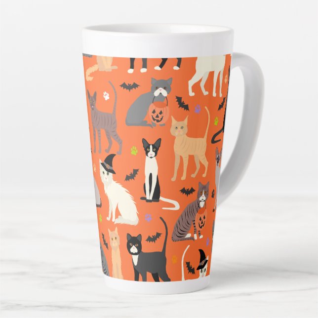 Taza De Café Latte Gatos de Halloween (Ángulo derecho)
