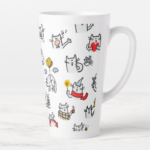 Taza De Café Latte Gatos divertidos, leche y magia.
