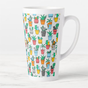 Taza De Café Latte Gatos en macetas de flores