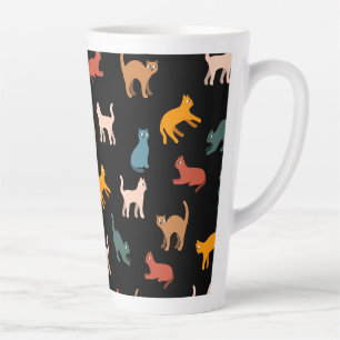 Taza De Café Latte Gatos en negro