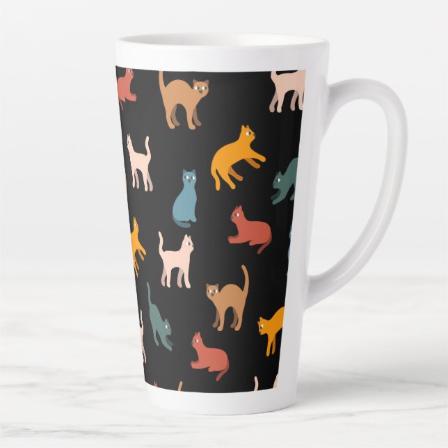 Taza De Café Latte Gatos en negro (Derecha)