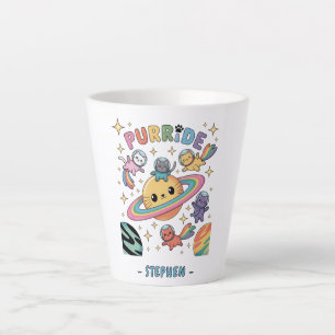 Taza De Café Latte Gatos espaciales Purride - Gatos astronautas kawai