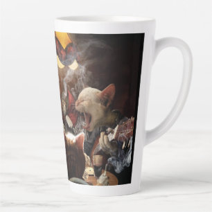 Taza De Café Latte Gatos jugando al póquer