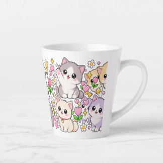 Taza De Café Latte Gatos Kawaii Adorables – Colores Pastel, Divertido