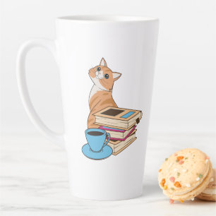 Taza De Café Latte Gatos, Libros y Café Café Café Café Café Mug