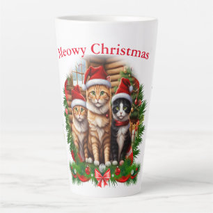 Taza De Café Latte Gatos lindos de Navidad animal