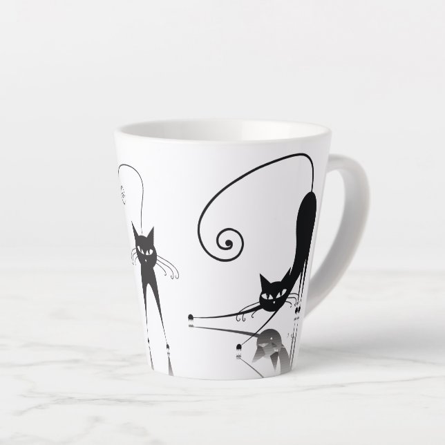 Taza De Café Latte Gatos negros (Ángulo derecho)