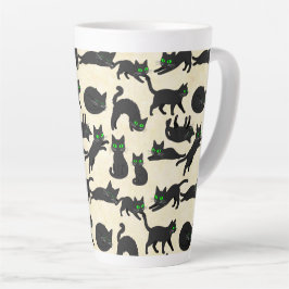 Taza De Café Latte Gatos negros ojos verdes gatitos lindos crema cali