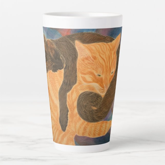 Taza De Café Latte Gatos y platillos (Anverso)