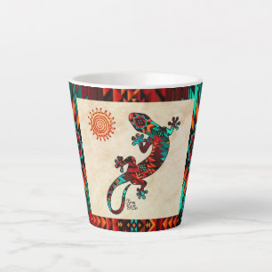 Taza De Café Latte Gecko Lizard Y Sun Latte Mug