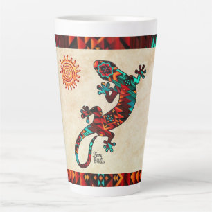 Taza De Café Latte Gecko Lizard Y Sun Latte Mug
