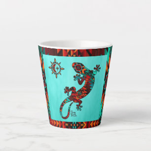Taza De Café Latte Gecko Lizard Y Sun Latte Mug
