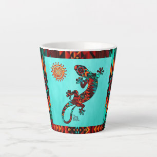 Taza De Café Latte Gecko Lizard Y Sun Latte Mug
