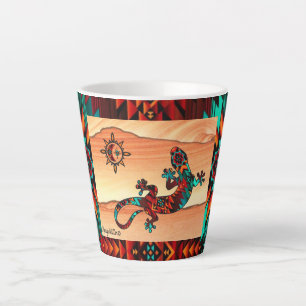 Taza De Café Latte Gecko Lizard Y Sun Latte Mug