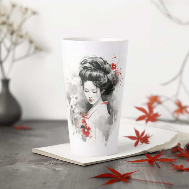 Taza De Café Latte Geisha rojo negro (Subido por el creador)