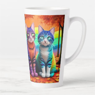 Taza De Café Latte Gemelos de arte digital de gatos