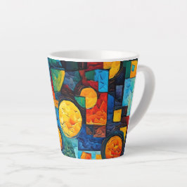 Taza De Café Latte Geometría de sueños vibrantes: arte abstracto mode