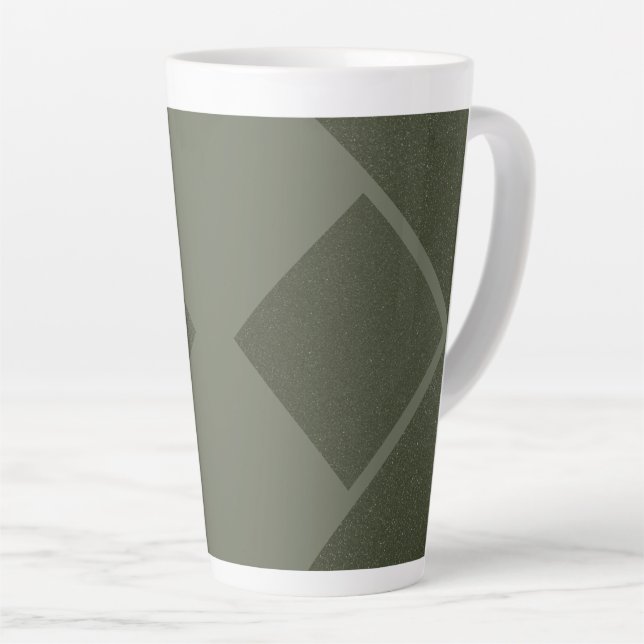 Taza De Café Latte Geometric Moss Green Latte Mug (Ángulo derecho)