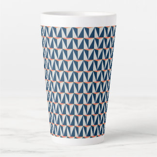 Taza De Café Latte Geométrico azul y gris de la marina