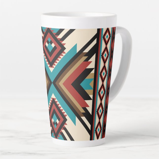 Taza De Café Latte Geométrico Boho (Ángulo derecho)