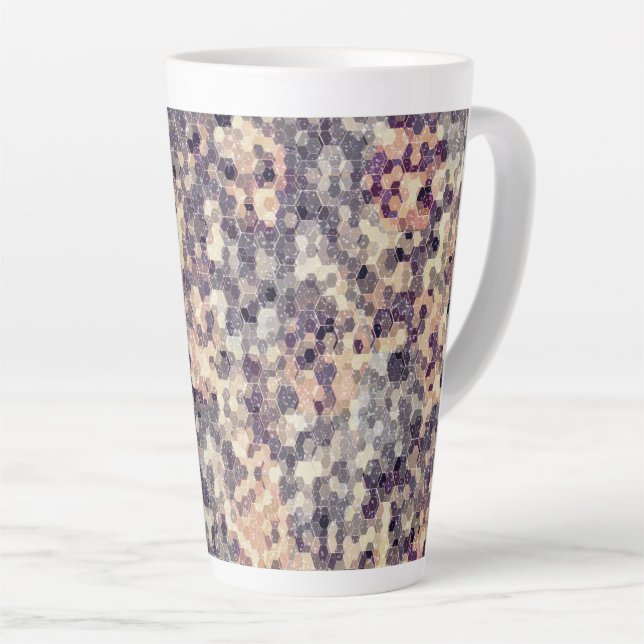 Taza De Café Latte Geométrico gris beige (Ángulo derecho)