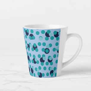 Taza De Café Latte Geométrico Pop de mediados de siglo en azul turque