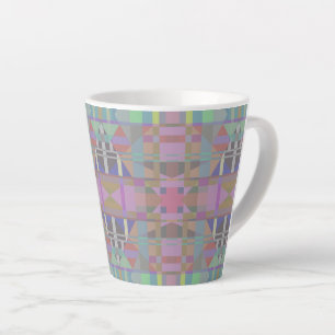 Taza De Café Latte Geométrico rosa púrpura verde