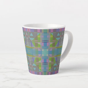 Taza De Café Latte Geométrico verde azul púrpura