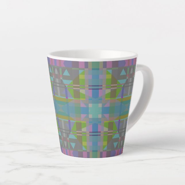 Taza De Café Latte Geométrico verde azul púrpura (Ángulo derecho)