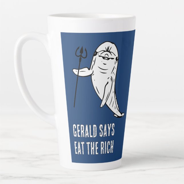 Taza De Café Latte Gerald dice Come a los Ricos (Izquierda)