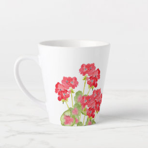 Taza De Café Latte Geranios de color rojo 2