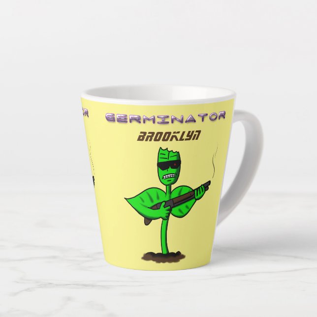 Taza De Café Latte Germinator cyborg personalizado divertido (Ángulo derecho)