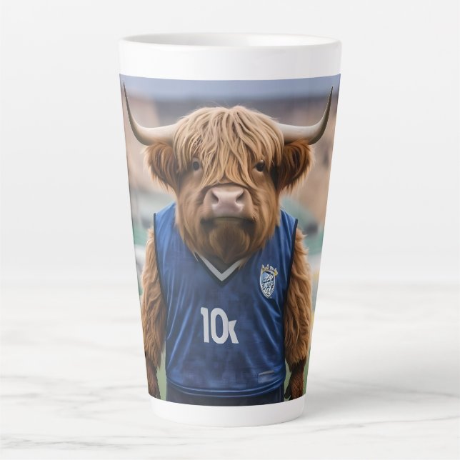 Taza De Café Latte "Getter de gol: Vaca de Highland vestida para el f (Anverso)