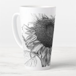 Taza De Café Latte Gigantes Sunflower Vintage Blanco Y Negro