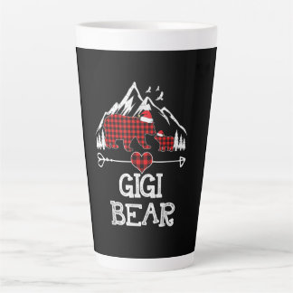 Taza De Café Latte Gigi Bear Navidades Pajama Red Plaid Buffalo