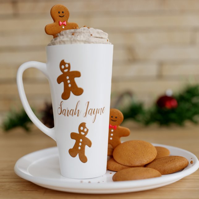 Taza De Café Latte Gingerbread Latte Mug (A festive gingerbread man latte mug perfect for gingerbread lattes. Just add your name)