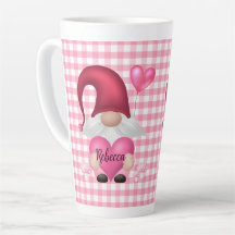 Gingham Check Pattern Gnome Mug personalizado