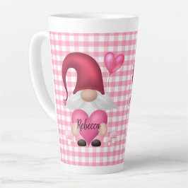 Taza De Café Latte Gingham Check Pattern Gnome Mug personalizado