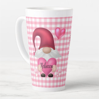 Taza De Café Latte Gingham Check Pattern Gnome Mug personalizado