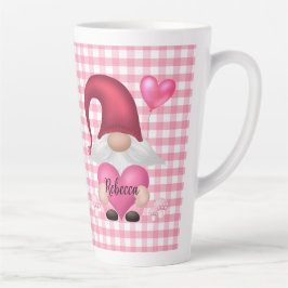 Taza De Café Latte Gingham Check Pattern Gnome Mug personalizado