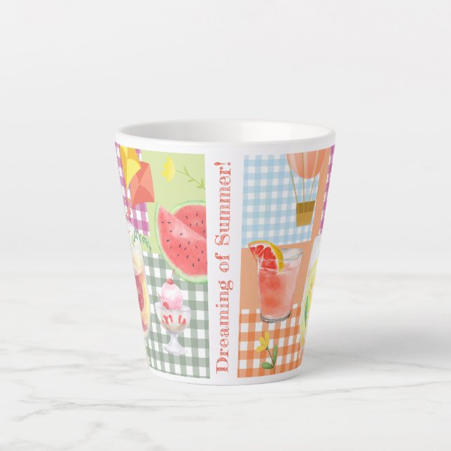 Taza De Café Latte Gingham Dreaming of Summer Latte (Anverso)