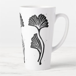 Taza De Café Latte Gingko Leaf Lino Print Latte Mug