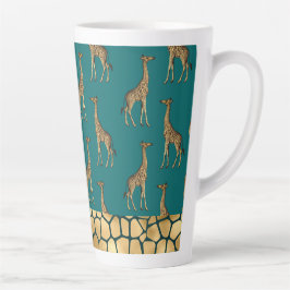 Taza De Café Latte Girafa de oro Moda Verde azulada elegante