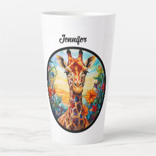 Taza De Café Latte Girafa de vidrio templado personalizada