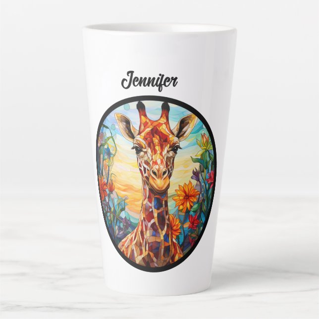 Taza De Café Latte Girafa de vidrio templado personalizada (Anverso)